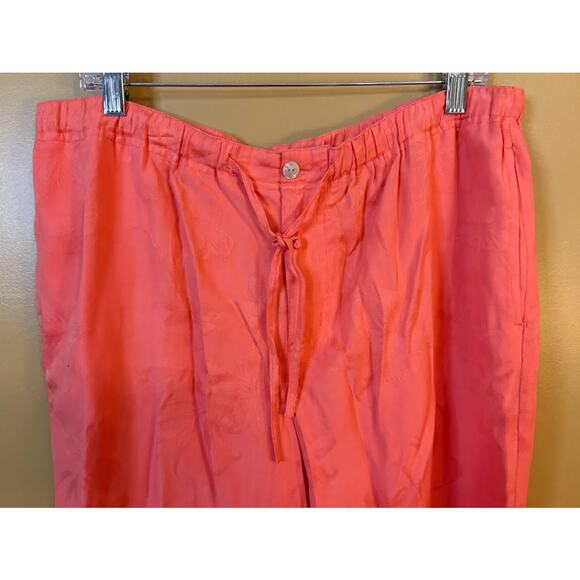 Jamaica Bay Coral Tone on Tone Floral Silk Blend Pants Petite Size XL - Picture 3 of 9